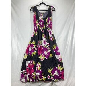 Westside Shoulder Sleeveless Maxi Dress In Black floral, print Size 3xl